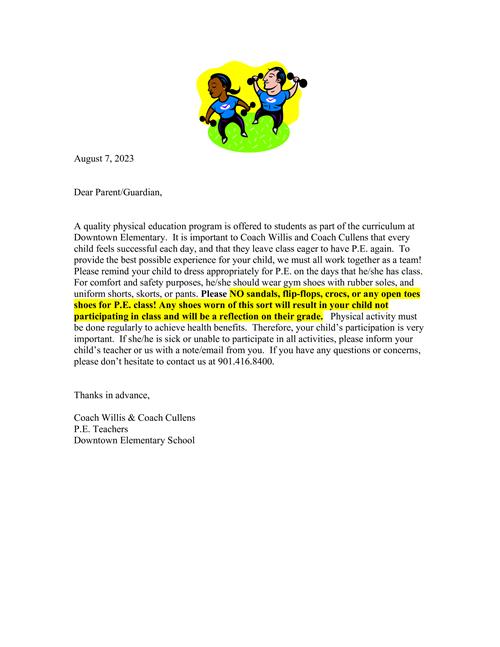 PE Parent Letter